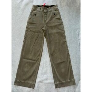 Spanx Women's Green Super smooth Stretch Twill Wide Leg Crop Pants Sz Small